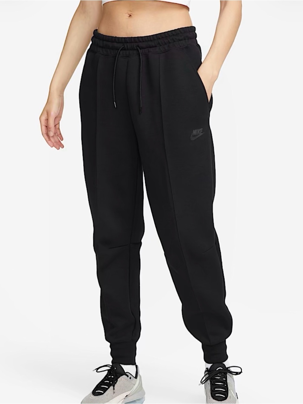 Nike Black Ladies Fleece Joggers with Fleece Raised Logo and stripes down legs M
